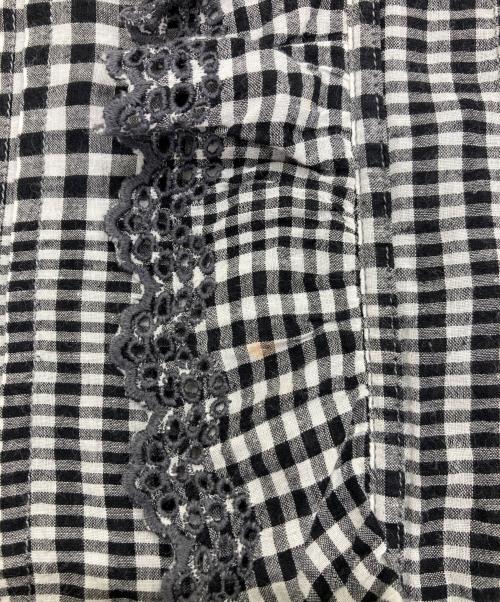 45R（フォーティファイブ・アール）45R (フォーティファイブ・アール) 春風インドカディのフリルブラウス ホワイト×ブラック サイズ:3の古着・服飾アイテム