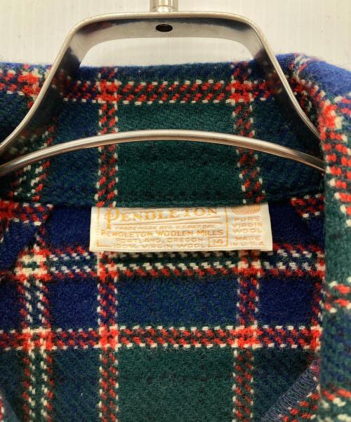 PENDLETON（ペンドルトン）PENDLETON (ペンドルトン) 70’S ウールチェックジャケット グリーン×ネイビー サイズ:14の古着・服飾アイテム