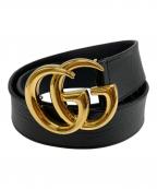 GUCCIグッチ）の古着「ダブルG シャイニーバックル ワイド ベルト」｜ブラック