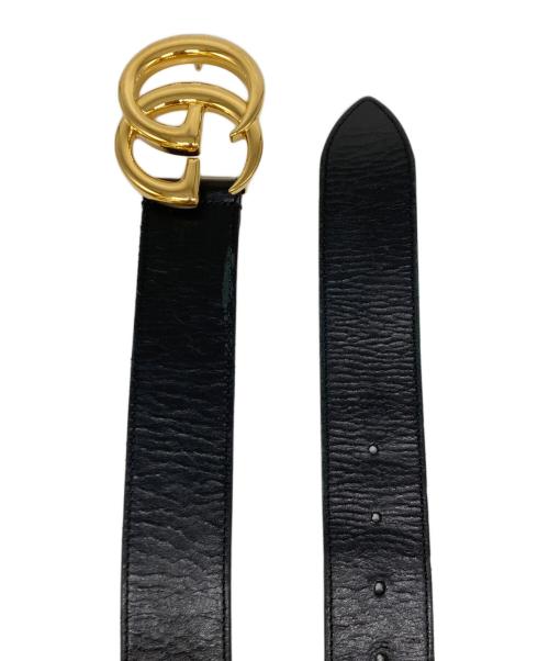 GUCCI（グッチ）GUCCI (グッチ) ダブルG シャイニーバックル ワイド ベルト ブラック サイズ:80･32の古着・服飾アイテム