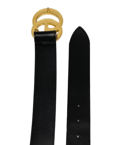 GUCCI（グッチ）GUCCI (グッチ) ダブルG シャイニーバックル ワイド ベルト ブラック サイズ:80･32の古着・服飾アイテム