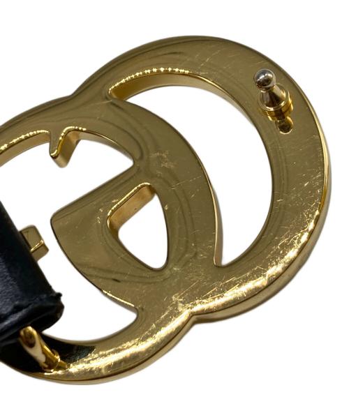 GUCCI（グッチ）GUCCI (グッチ) ダブルG シャイニーバックル ワイド ベルト ブラック サイズ:80･32の古着・服飾アイテム