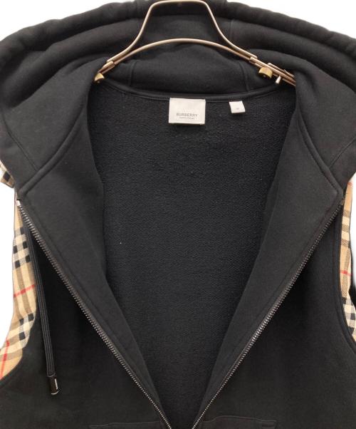 BURBERRY LONDON（バーバリーロンドン）BURBERRY LONDON (バーバリーロンドン) ヴィンテージチェックパネル コットンフーディ ブラック×ベージュ サイズ:Mの古着・服飾アイテム