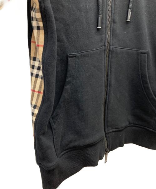 BURBERRY LONDON（バーバリーロンドン）BURBERRY LONDON (バーバリーロンドン) ヴィンテージチェックパネル コットンフーディ ブラック×ベージュ サイズ:Mの古着・服飾アイテム