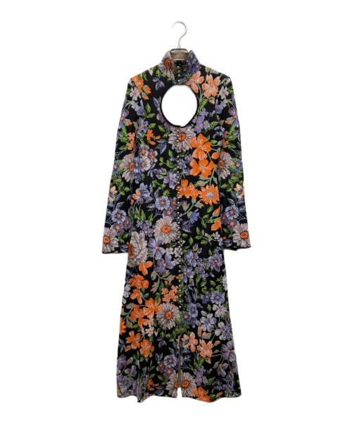 rabanne（ラバンヌ）rabanne (ラバンヌ) H&M (エイチアンドエム) ジャカードニット カットアウトワンピース ブラック×マルチカラー サイズ:XSの古着・服飾アイテム