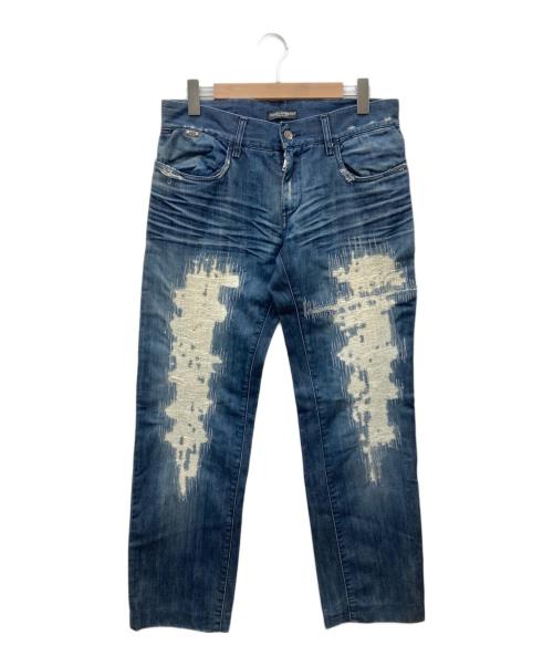 DOLCE & GABBANA（ドルチェ＆ガッバーナ）DOLCE & GABBANA (ドルチェ＆ガッバーナ) 14 CLASSIC ダメージ加工デニムパンツ インディゴ サイズ:48の古着・服飾アイテム