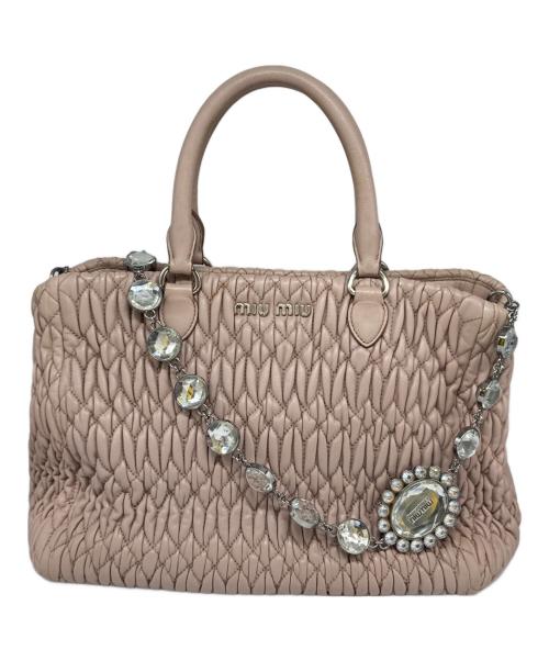 MIU MIU（ミュウミュウ）MIU MIU (ミュウミュウ) マテラッセ ナッパクリスタル ピンク サイズ:-の古着・服飾アイテム