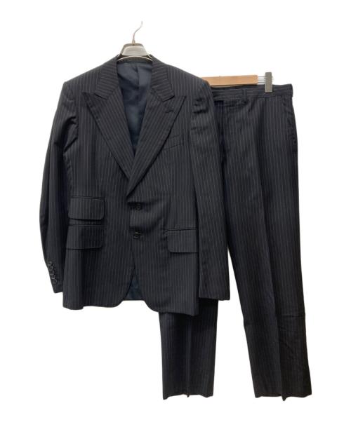 GUCCI（グッチ）GUCCI (グッチ) ピークドラペルストライプスーツ ネイビー サイズ:48の古着・服飾アイテム