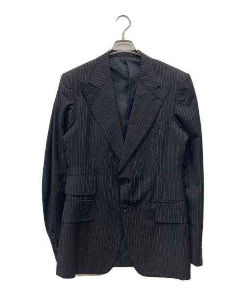 GUCCI（グッチ）GUCCI (グッチ) ピークドラペルストライプスーツ ネイビー サイズ:48の古着・服飾アイテム