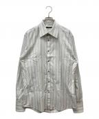 GUCCIグッチ）の古着「ストライプL/Sシャツ」｜グレー×ホワイト