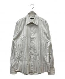 GUCCI（グッチ）の古着「ストライプL/Sシャツ」｜グレー×ホワイト