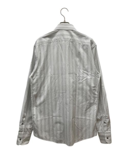 GUCCI（グッチ）GUCCI (グッチ) ストライプL/Sシャツ グレー×ホワイト サイズ:40 15 3/4の古着・服飾アイテム