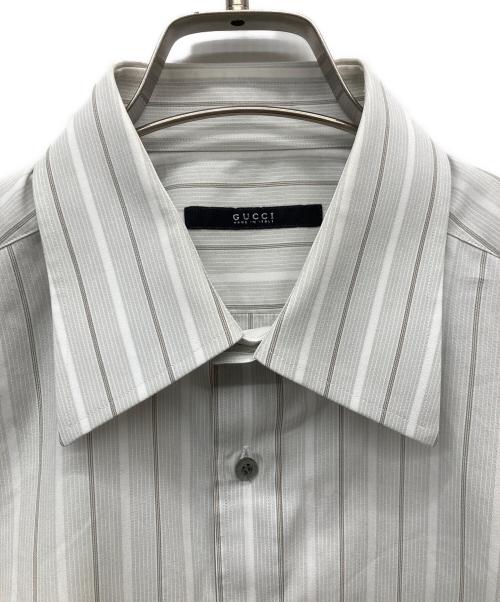 GUCCI（グッチ）GUCCI (グッチ) ストライプL/Sシャツ グレー×ホワイト サイズ:40 15 3/4の古着・服飾アイテム