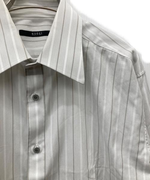 GUCCI（グッチ）GUCCI (グッチ) ストライプL/Sシャツ グレー×ホワイト サイズ:40 15 3/4の古着・服飾アイテム