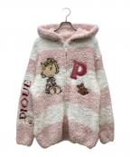 gelato pique×PEANUTSジェラートピケ×ピーナッツ）の古着「オリジナルアート ジャガードパーカ」｜ホワイト×ピンク
