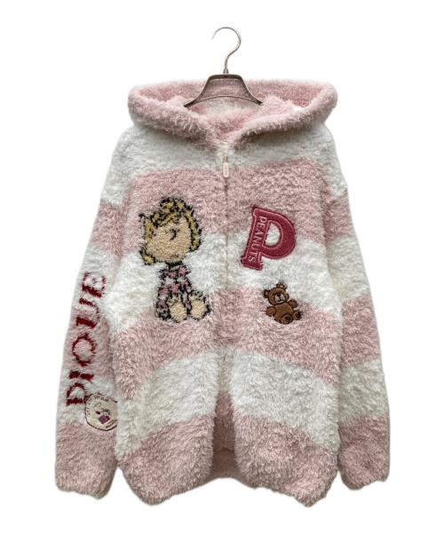 gelato pique（ジェラートピケ）gelato pique (ジェラートピケ) PEANUTS (ピーナッツ) オリジナルアート ジャガードパーカ ホワイト×ピンク サイズ:SMの古着・服飾アイテム