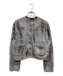allureville（アルアバイル）の古着「ベロアニットジャケット」｜グレー