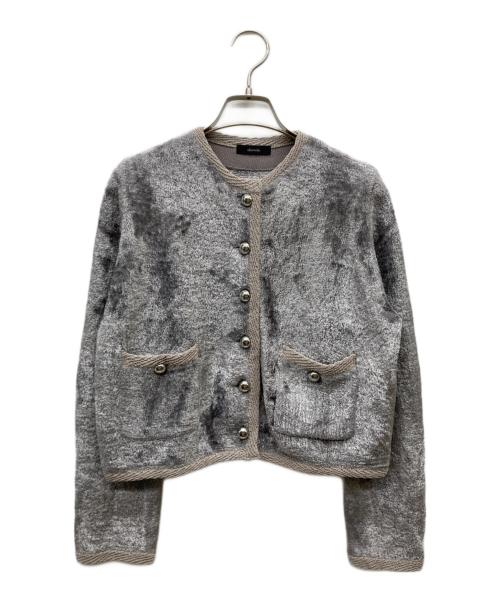 allureville（アルアバイル）allureville (アルアバイル) ベロアニットジャケット グレー サイズ:2の古着・服飾アイテム