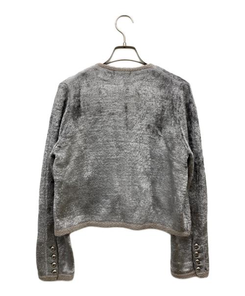 allureville（アルアバイル）allureville (アルアバイル) ベロアニットジャケット グレー サイズ:2の古着・服飾アイテム