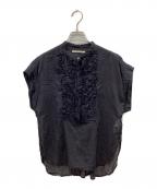 ne quittez pasヌキテパ）の古着「Cotton Voile Frill Blouse」｜ブラック