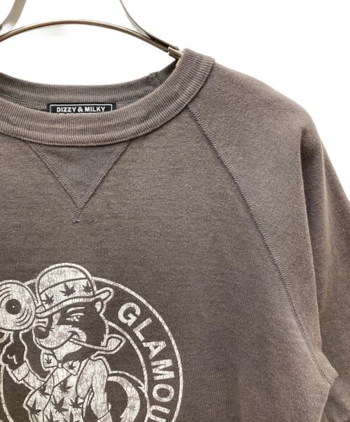 Hysteric Glamour（ヒステリックグラマー）Hysteric Glamour (ヒステリックグラマー) SKUNK RECORDS 五分袖スウェット グレー サイズ:Sの古着・服飾アイテム