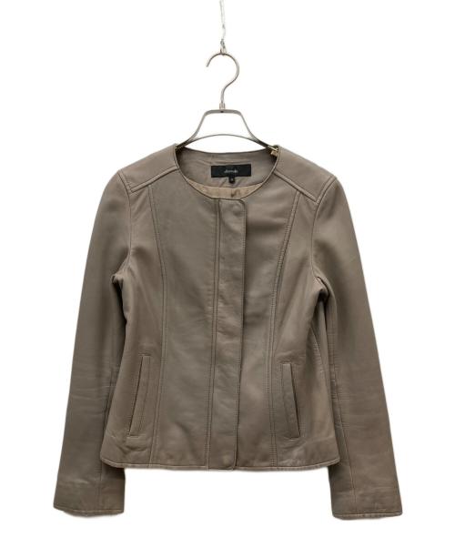 allureville（アルアバイル）allureville (アルアバイル) ノーカラーラムレザーシングルライダース ベージュ サイズ:Mの古着・服飾アイテム