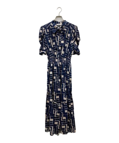 CORCOVADO（コルコバード）CORCOVADO (コルコバード) 総柄 ジャージー ロング ワンピース ネイビー サイズ:40の古着・服飾アイテム