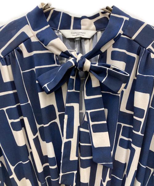 CORCOVADO（コルコバード）CORCOVADO (コルコバード) 総柄 ジャージー ロング ワンピース ネイビー サイズ:40の古着・服飾アイテム