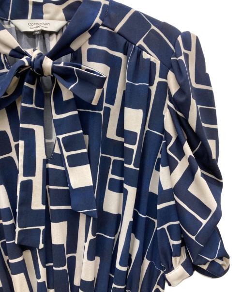 CORCOVADO（コルコバード）CORCOVADO (コルコバード) 総柄 ジャージー ロング ワンピース ネイビー サイズ:40の古着・服飾アイテム