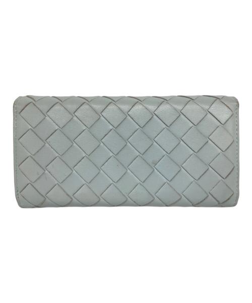 BOTTEGA VENETA（ボッテガベネタ）BOTTEGA VENETA (ボッテガベネタ) イントレチャート ラージフラップウォレット TEAL WASHED(ライトブルー)の古着・服飾アイテム