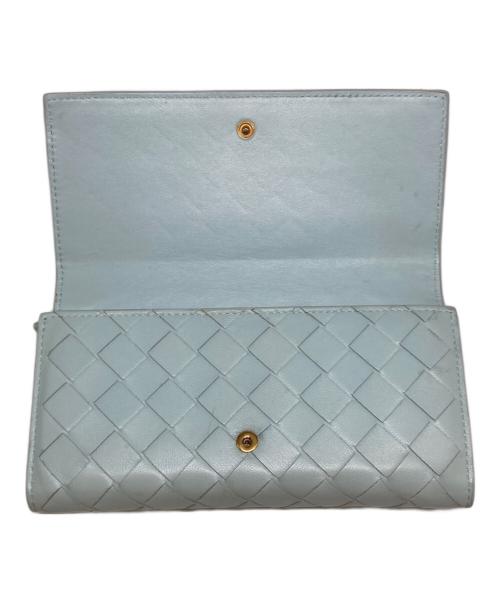 BOTTEGA VENETA（ボッテガベネタ）BOTTEGA VENETA (ボッテガベネタ) イントレチャート ラージフラップウォレット TEAL WASHED(ライトブルー)の古着・服飾アイテム