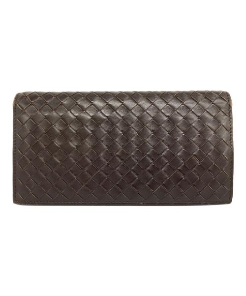 BOTTEGA VENETA（ボッテガベネタ）BOTTEGA VENETA (ボッテガベネタ) イントレチャート ロングウォレット ブラウンの古着・服飾アイテム