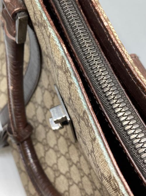 GUCCI（グッチ）GUCCI (グッチ) GGスプリーム ビジネストートバッグ ベージュ×ブラウンの古着・服飾アイテム
