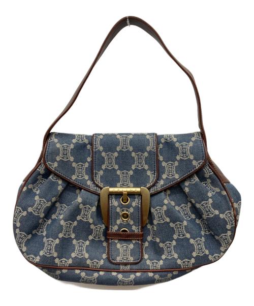 CELINE（セリーヌ）CELINE (セリーヌ) パリマカダム デニムワンショルダーバッグ インディゴ×ブラウンの古着・服飾アイテム