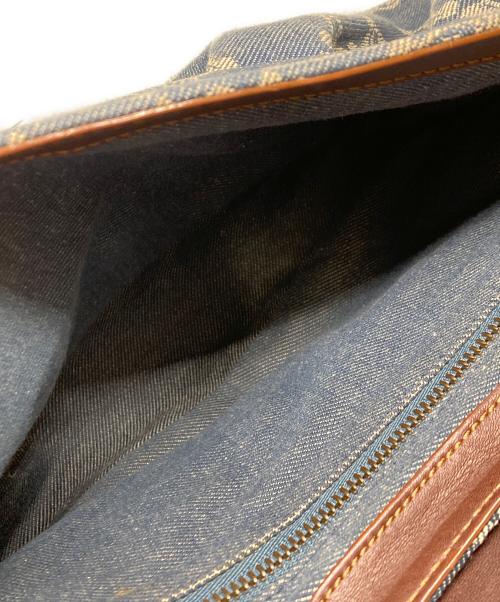 CELINE（セリーヌ）CELINE (セリーヌ) パリマカダム デニムワンショルダーバッグ インディゴ×ブラウンの古着・服飾アイテム