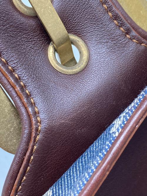 CELINE（セリーヌ）CELINE (セリーヌ) パリマカダム デニムワンショルダーバッグ インディゴ×ブラウンの古着・服飾アイテム