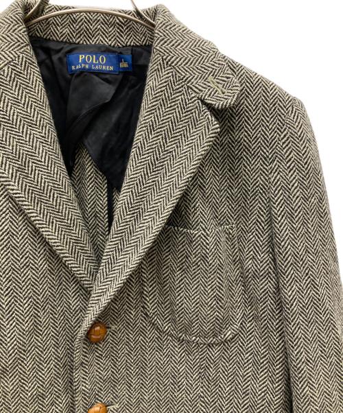 POLO RALPH LAUREN（ポロ・ラルフローレン）POLO RALPH LAUREN (ポロ・ラルフローレン) エルボーパッチヘリンボーン3Bジャケット グレーの古着・服飾アイテム