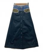 DIESELディーゼル）の古着「異素材切替ロングスカート」｜ネイビー