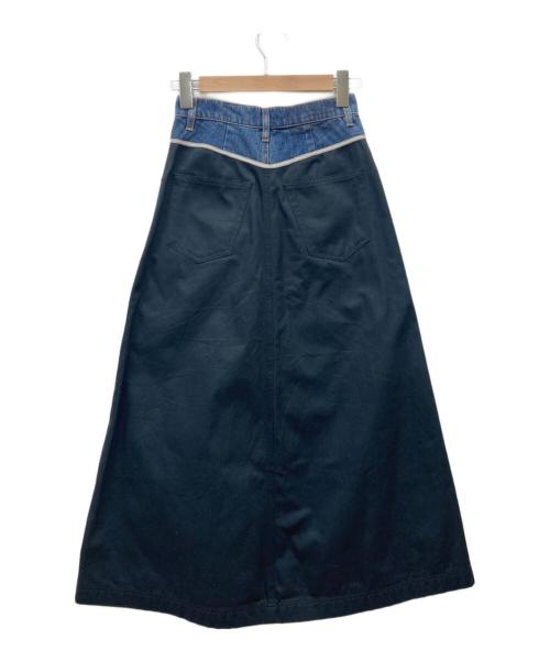 DIESEL（ディーゼル）DIESEL (ディーゼル) 異素材切替ロングスカート ネイビー サイズ:24の古着・服飾アイテム