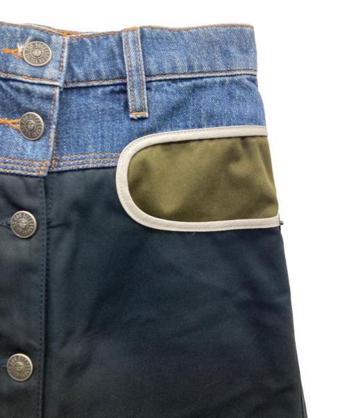 DIESEL（ディーゼル）DIESEL (ディーゼル) 異素材切替ロングスカート ネイビー サイズ:24の古着・服飾アイテム