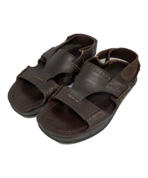 PRADA（プラダ）PRADA (プラダ) レザーサンダル ブラウン サイズ:6の古着・服飾アイテム