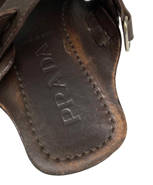 PRADA（プラダ）PRADA (プラダ) レザーサンダル ブラウン サイズ:6の古着・服飾アイテム