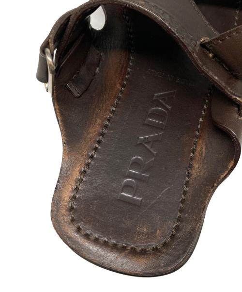 PRADA（プラダ）PRADA (プラダ) レザーサンダル ブラウン サイズ:6の古着・服飾アイテム