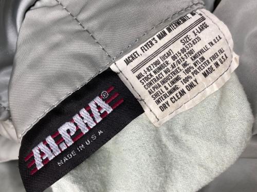 ALPHA（アルファ）ALPHA (アルファ) 80-90s MA-1ジャケット グレー サイズ:XLの古着・服飾アイテム