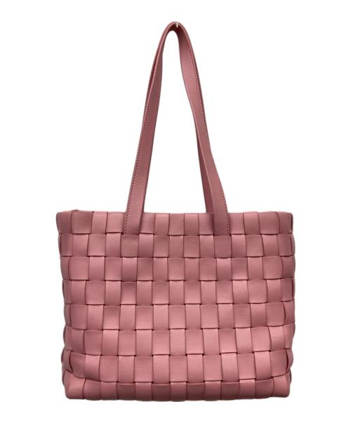 MIU MIU（ミュウミュウ）MIU MIU (ミュウミュウ) 編み込みレザートートバッグ ピンクの古着・服飾アイテム