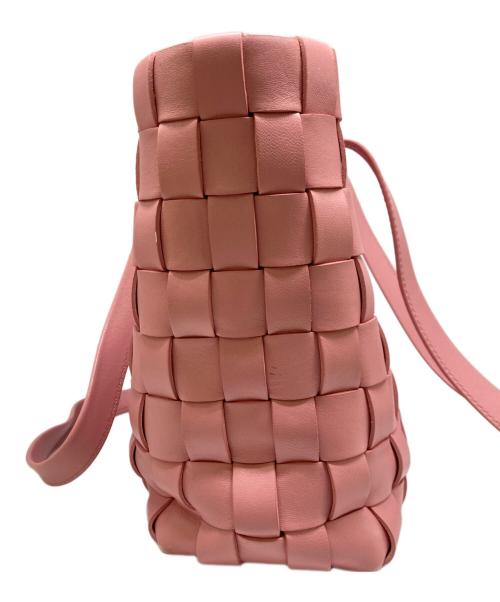 MIU MIU（ミュウミュウ）MIU MIU (ミュウミュウ) 編み込みレザートートバッグ ピンクの古着・服飾アイテム