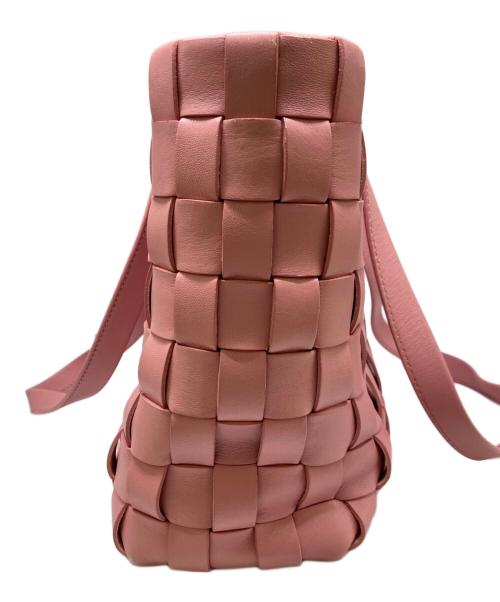 MIU MIU（ミュウミュウ）MIU MIU (ミュウミュウ) 編み込みレザートートバッグ ピンクの古着・服飾アイテム