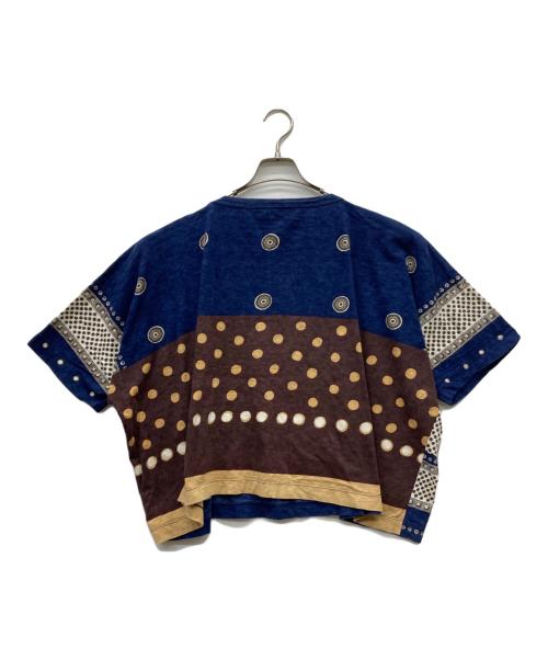 45R（フォーティファイブ・アール）45R (フォーティファイブ・アール) 度詰天竺の水玉プリントビッグTシャツ ネイビー×ブラウンの古着・服飾アイテム