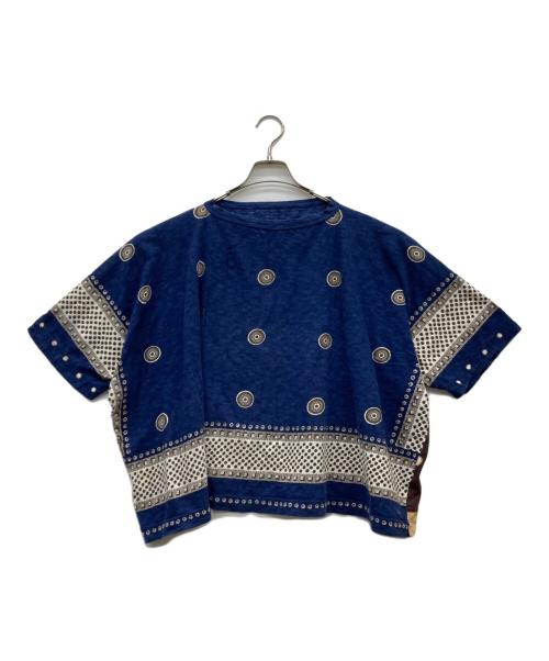 45R（フォーティファイブ・アール）45R (フォーティファイブ・アール) 度詰天竺の水玉プリントビッグTシャツ ネイビー×ブラウンの古着・服飾アイテム