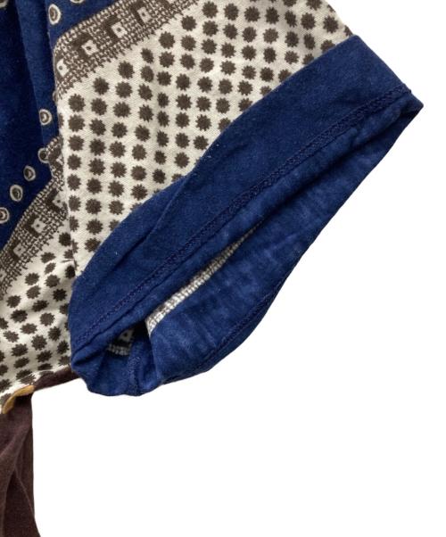 45R（フォーティファイブ・アール）45R (フォーティファイブ・アール) 度詰天竺の水玉プリントビッグTシャツ ネイビー×ブラウンの古着・服飾アイテム